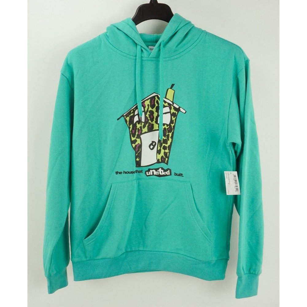 New Designs Untitled Our‎ House Men's Small Teal Fleece Lined Graphic Hoodie
